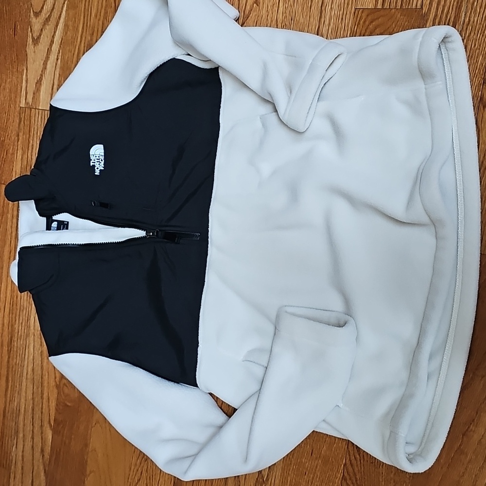 The North Face Black and Cream Fleece Quarter Zip Jacket